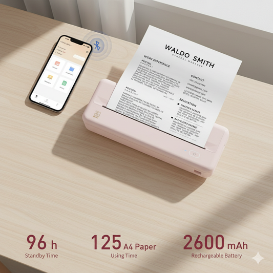 Wireless Portable Printers - A4 Thermal Printer for Travel, Mobile Office, School